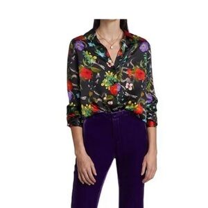 L’Agence 100% Silk Floral Blouse NWT